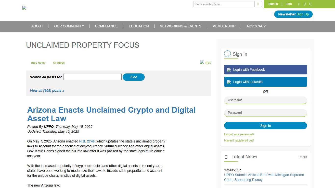 Arizona Enacts Unclaimed Crypto and Digital Asset Law - Unclaimed Property Professionals Organization