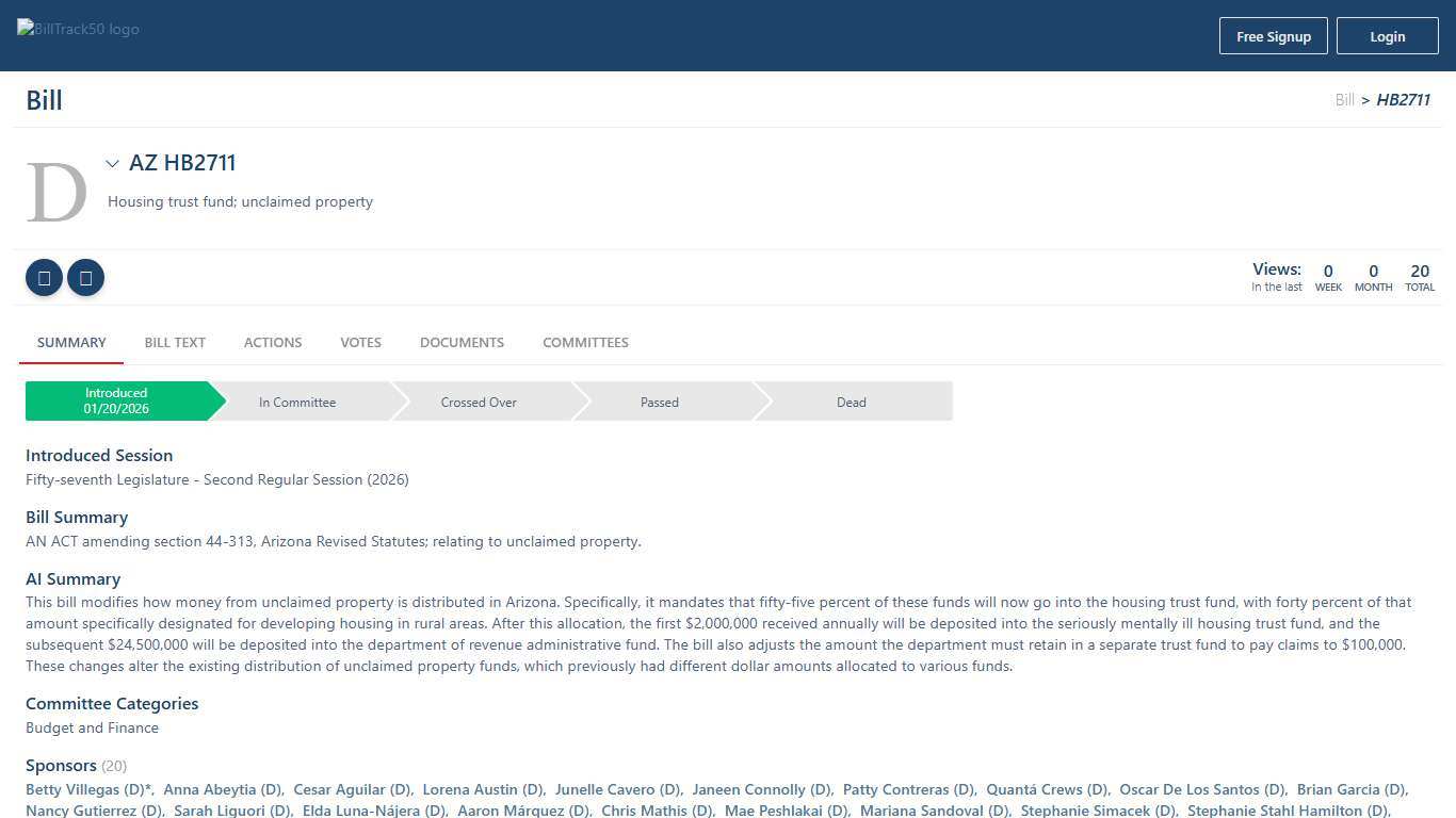 AZ HB2711 BillTrack50